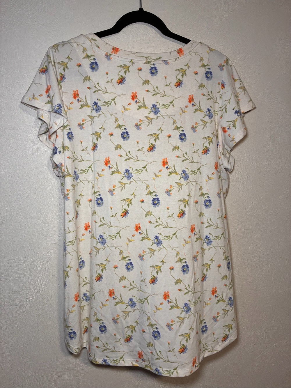 Isaac Mizrahi White Tee with Blue and Orange Floral Print - Picture 3 of 3